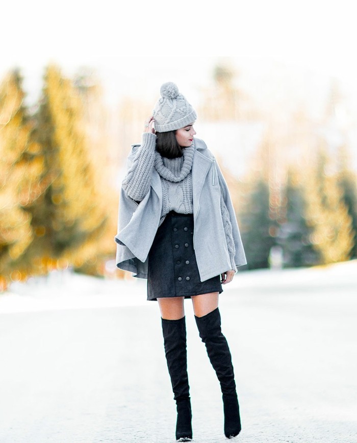 belle-femme-tenue-chic-jupe-bien-s-habiller-en-hiver-idées-de-look-femme