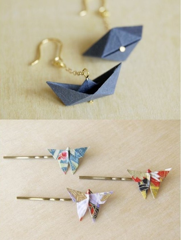 diy-boucle-d-oreille-exemples-interessants-de-bijoux-fabriques-avec-du-papier-origami-bateaux-et-papillons