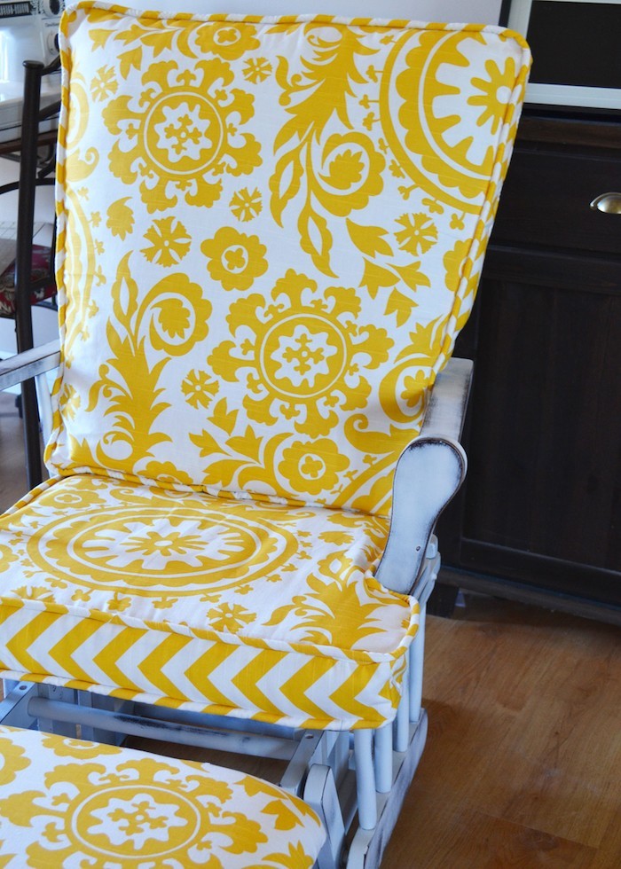 housse de chaise idée couture coussin siège jaune