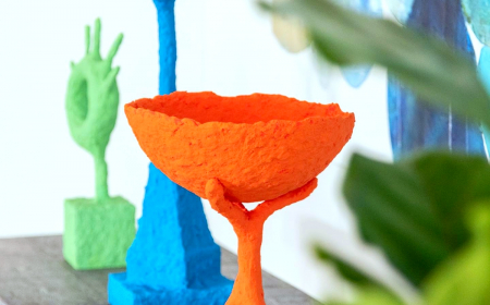 idee d objet deco avec du papier mache couleur orange bleu et vert