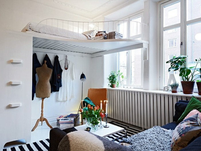 idee-deco-studio-lit-superpose-plante-canape-appartement-confortable