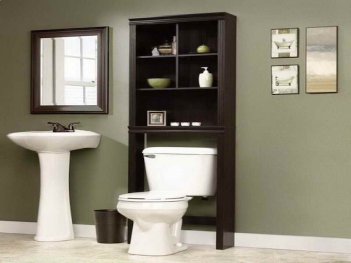 meuble colonne salle de bain armorie étagère wc noir bois eau
