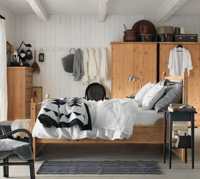 meuble-scandinave-armoire-lit-et-commode-scandinave-en-bois-objets-decoratifs-vintage-une-chambre-a-coucher-design