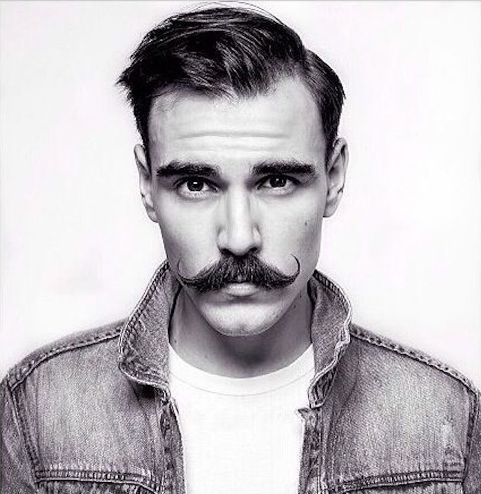 moustache homme style hipster brun courbes vintage raser tailler