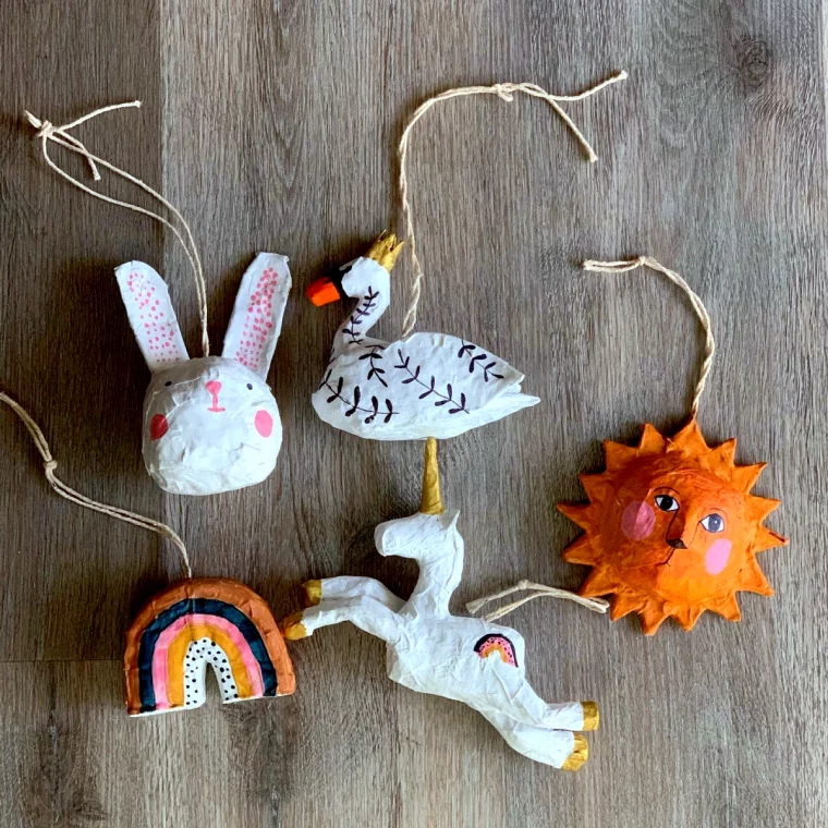 petit objet de deco avec du papier mache pour les plus petits