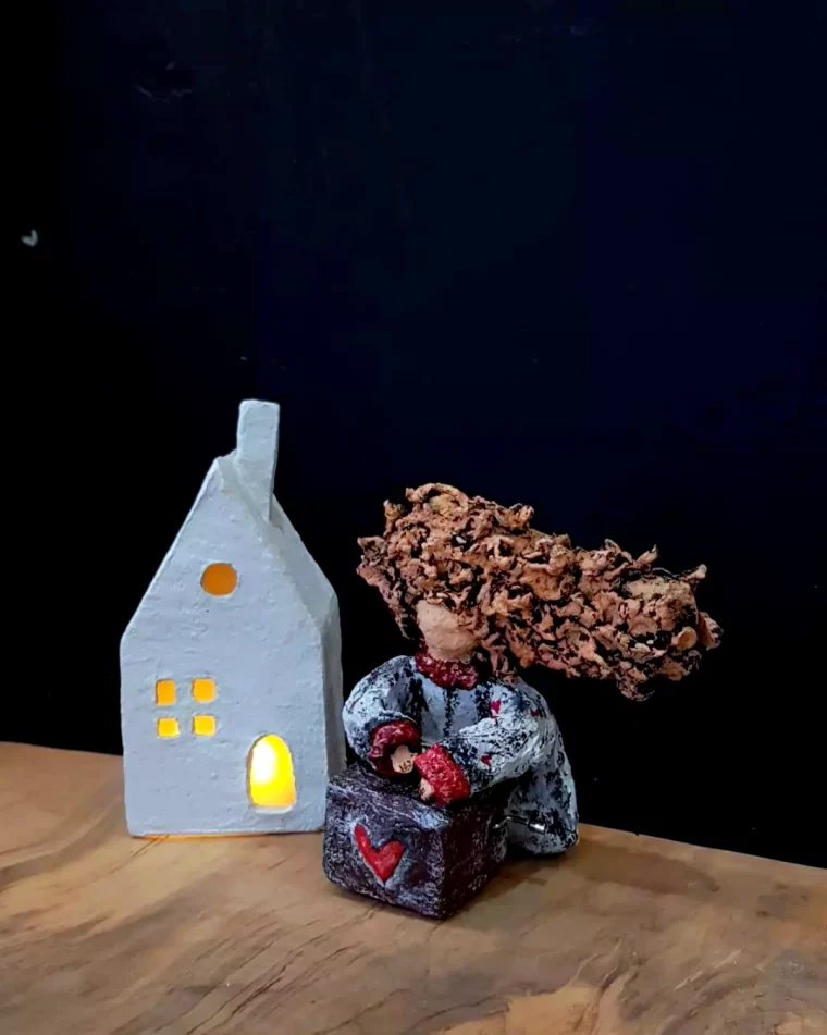 petit objet de deco maison pour bougie avec du papier mache