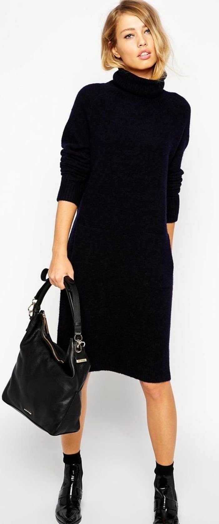 Robe Pull Femme Automne Hiver ORANDESIGNE - Tricotée En Polyester, Col Rond, Manches Longues, Coupe A-line élégante, Facile à Porter Au Quotidien