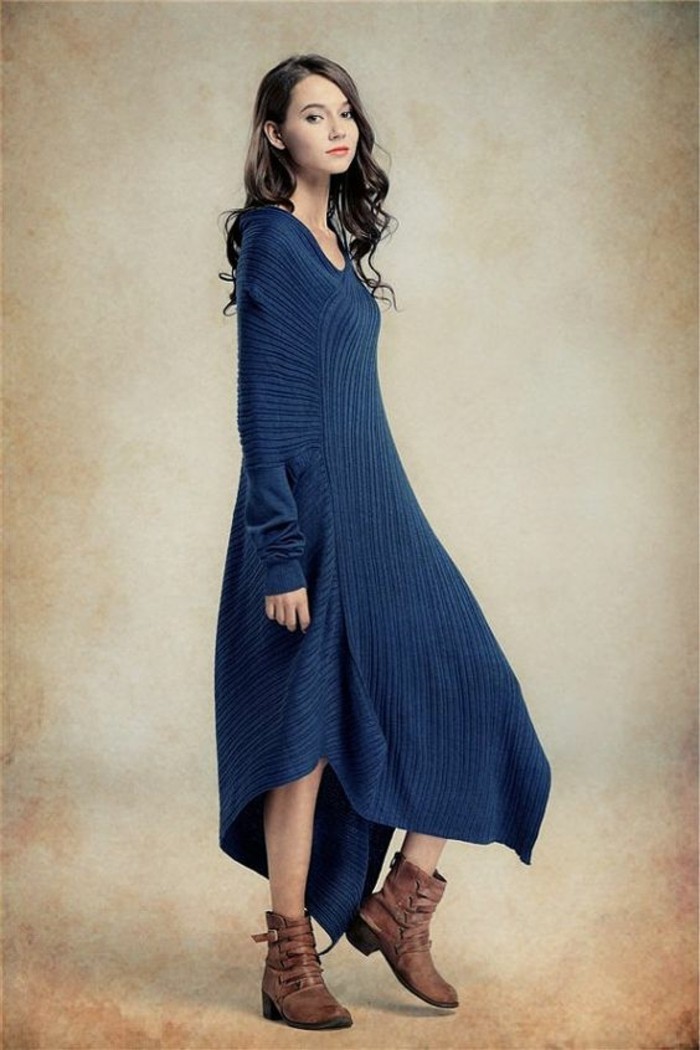 robe-en-laine-tunique-bleu-royal-asymétrique