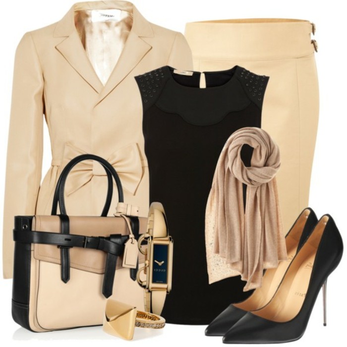 tenue-commerciale-femme-idée-vision-classique-avec-style-en-beige-et-noir