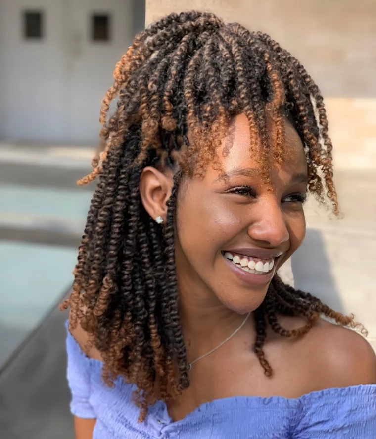 tresse africaine avec cheveux naturel mi attaches bijoux twists