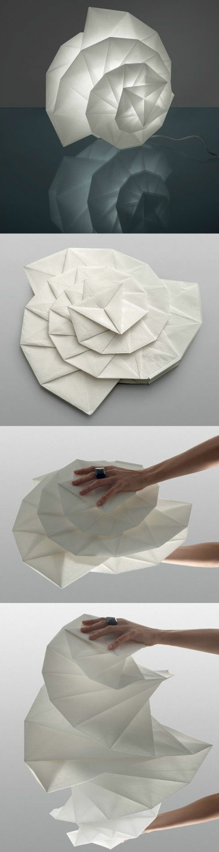 abat-jour diy en forme d'escargot en papier très fin 