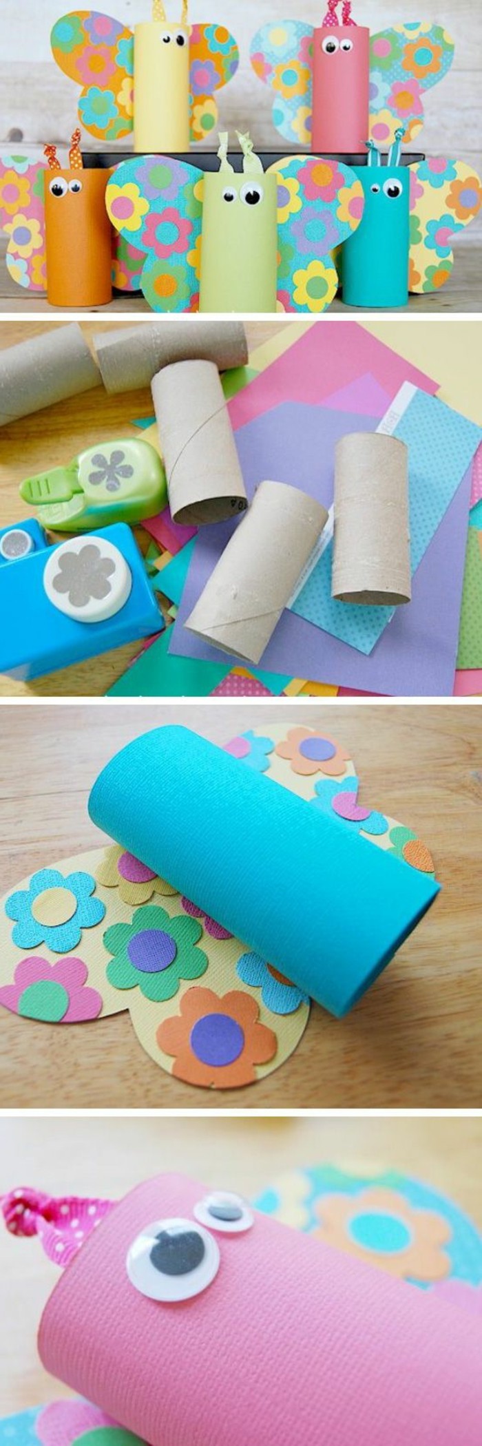 activité-créative-primaire-maternelle-comment-faire-des-papillons-multicolores-de-rouleau-de-papier-toilette-ailes-en-papier-des-yeux-mobiles