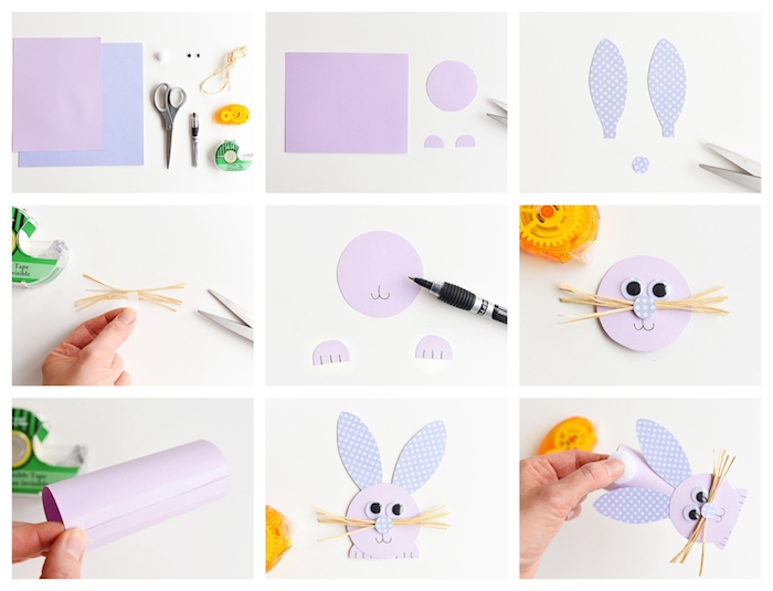 bricolage paques maternelle,. comment fabriquer un lapin en tube de papier, activité manuelle facile en papier