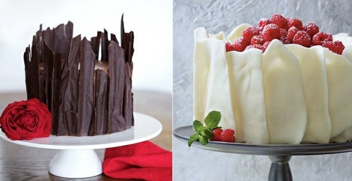 decors-et-chocolat-blanc-et-noir-sur-le-bordure-d-un-gateau-idee-comment-faire-des-décors-en-chocolat-pour-créer-un-dessert-original