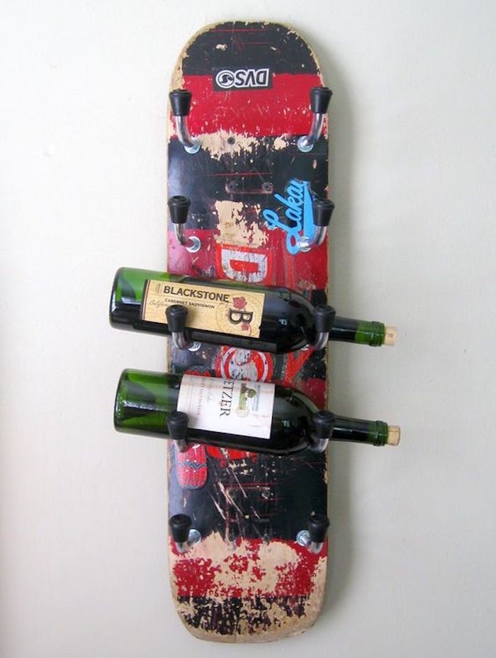 etagere bouteilles planche de skate recyclage deco diy