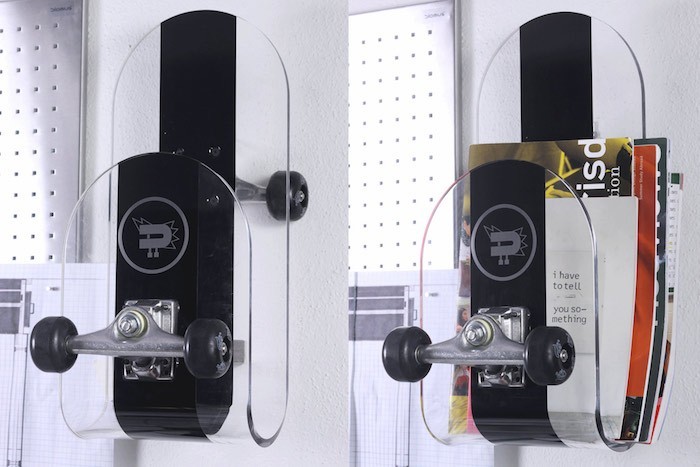 etagère design planche de skate plastique transparent étagères suspendues