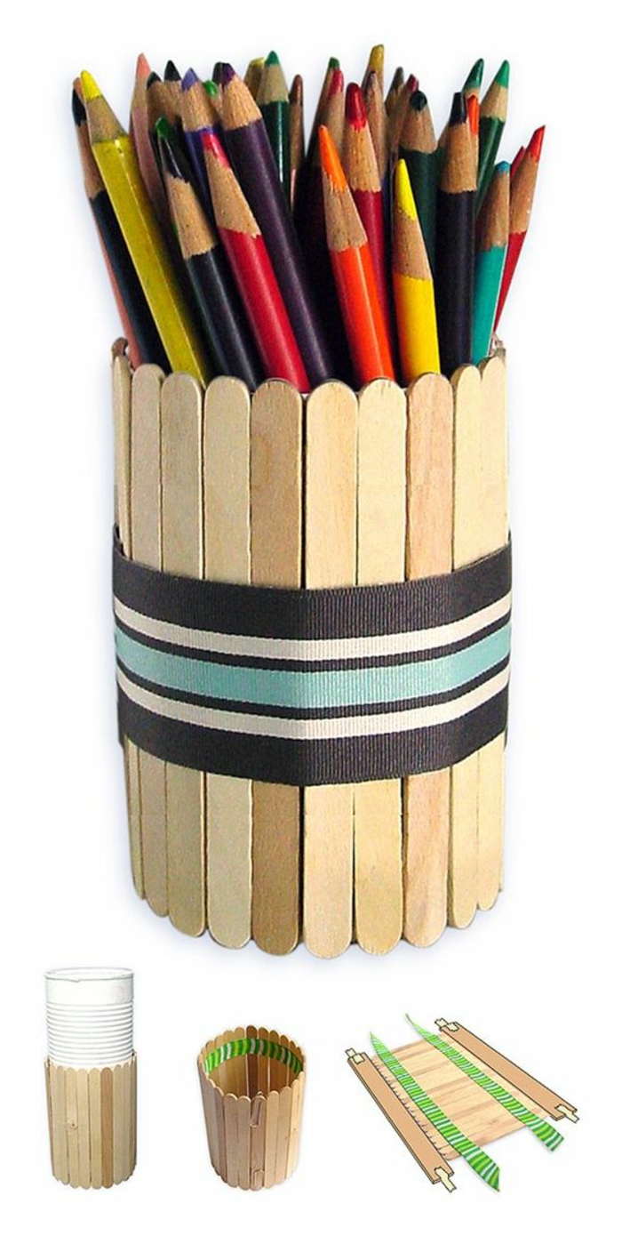 idée-cadeau-fête-des-pères-à-fabriquer-soi-même-idée-comment-fabriquer-un-pot-à-crayon-à-partir-de-batonnets-de-bois-rangés-en-cercle