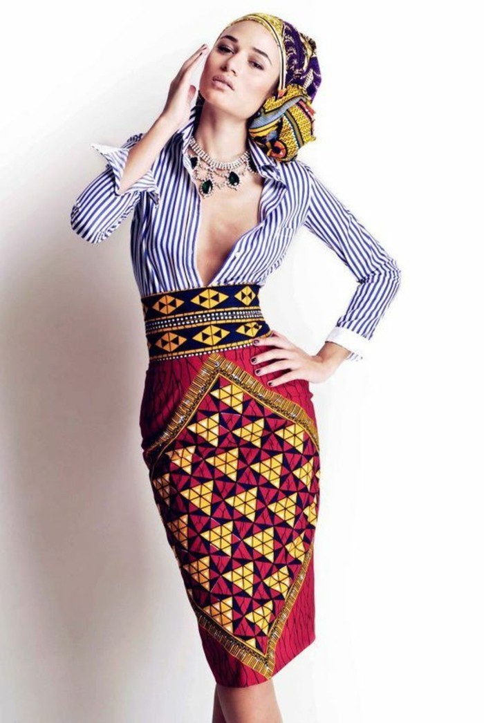 jupes taille haute motifs afro courbes soulignées