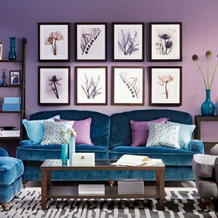Peacock Blue And Lilac Living Room Ideal Home Housetohome Lilac Blue And Purple Living Room - Decoration, Home Design, Furniture
