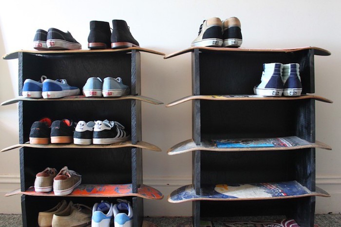 meuble à chaussures diy étagères muralesétagère skateboard decoration deco skate planche pour etagere