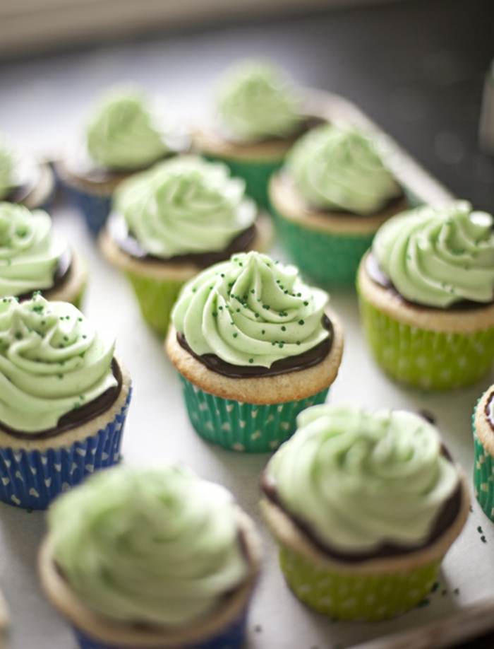 muffin-facile-mint-cupcakes-caissette-papier-bleue-verte-decoration-topping-chocolat