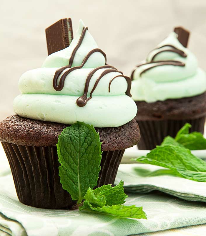 muffin-facile-mint-cupcakes-topping-chocolat-base-marron-crème-colorée-en-vert