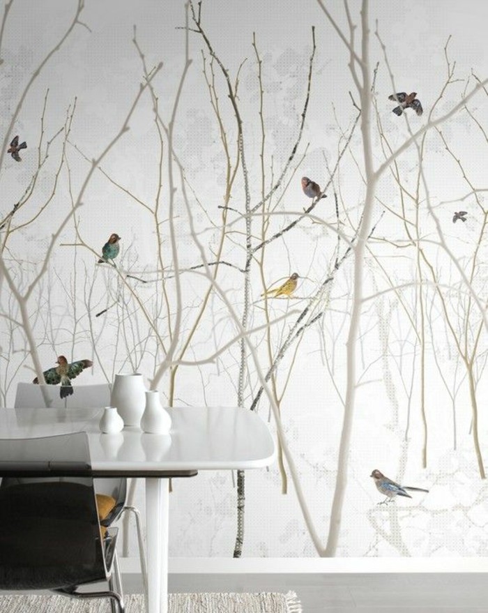 papier-peint-3d-motif-forêt-d'oiseaux-salon-moderne-