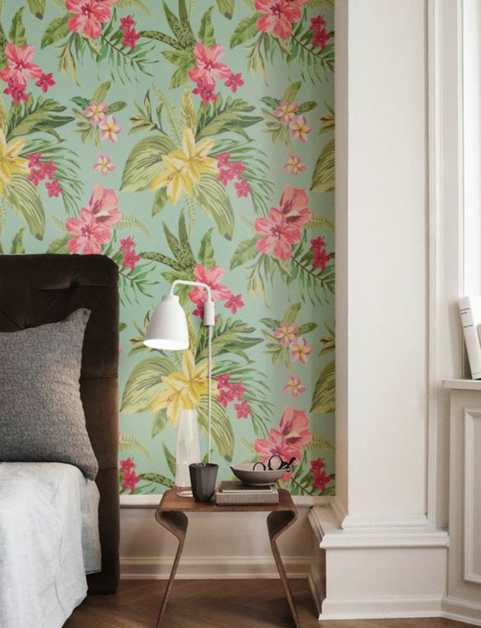 papier-peint-jungle-chambre-à-coucher-moderne