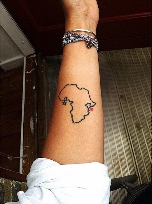 tatouage voyage liberté ou tattoo carte de l'afrique