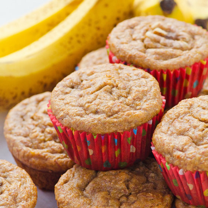 recette-cupcake-américain-banana-muffins-caissette-papier-rouge-pâte-douce