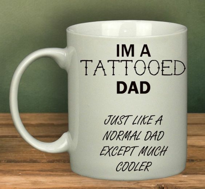 tasse personnalisée, cadeau pour les pères tatoués 