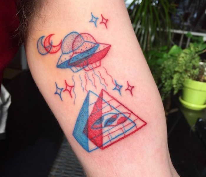 tatouage temporaire couleur rouge bleu water ephemere