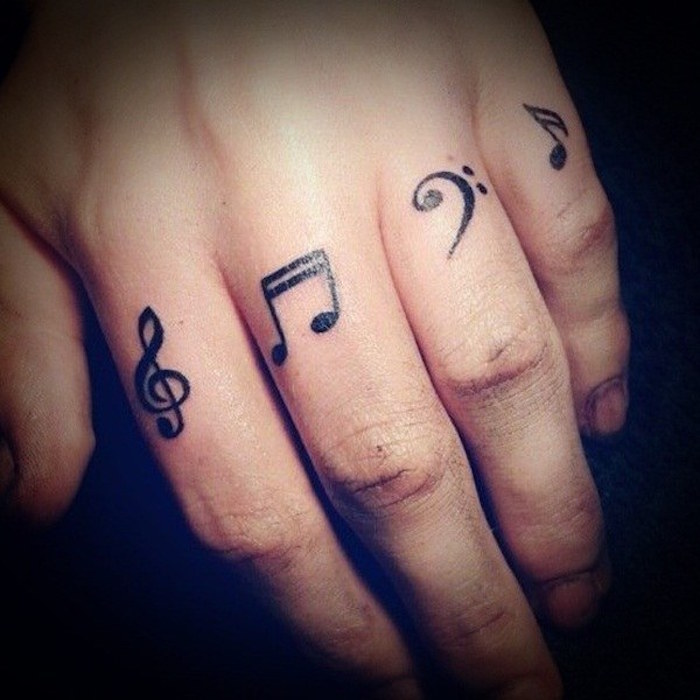tatouages musique doigts note temporaire ephemere