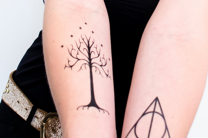 tatouages temporaires noirs femme bras simple grande taille jours mois