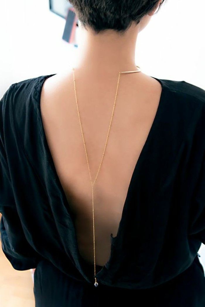 Superbe idee tenue collier ras de cou perle colliers femme dos