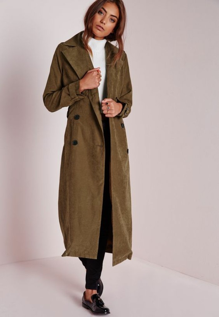 trench-femme-Missguided-long-vert-olive