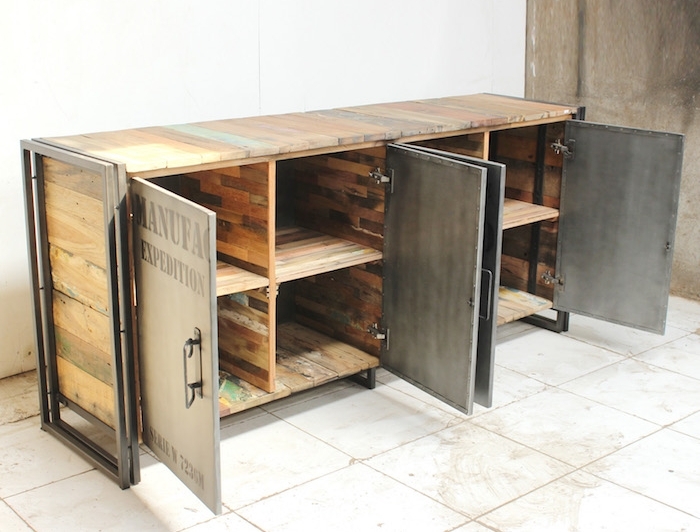 buffet style industriel bas en bois commode industrielle ou meuble télé