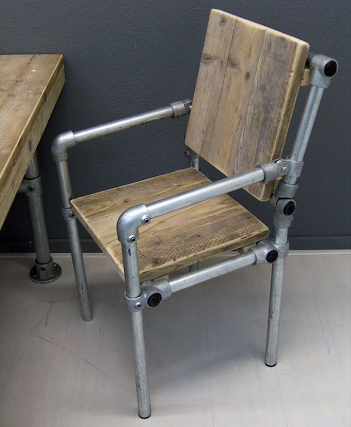 chaise style industrielle en bois et métal pas cher