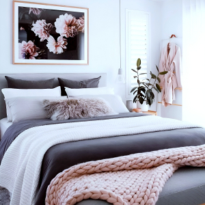 chambre d adulte rose et gris