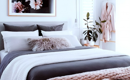 chambre d adulte rose et gris