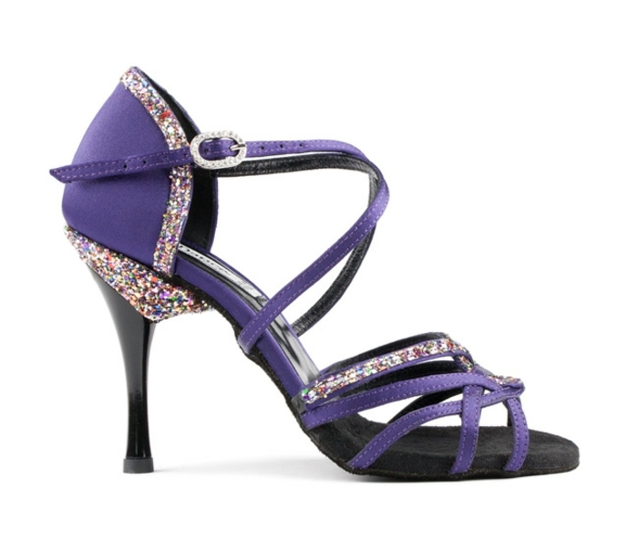chaussures pour dancer des dabces sociales en couleur violette avec des strass couleurs tutti frutti