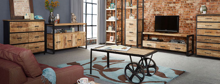 déco style industriel salon meuble table basse meubles télé