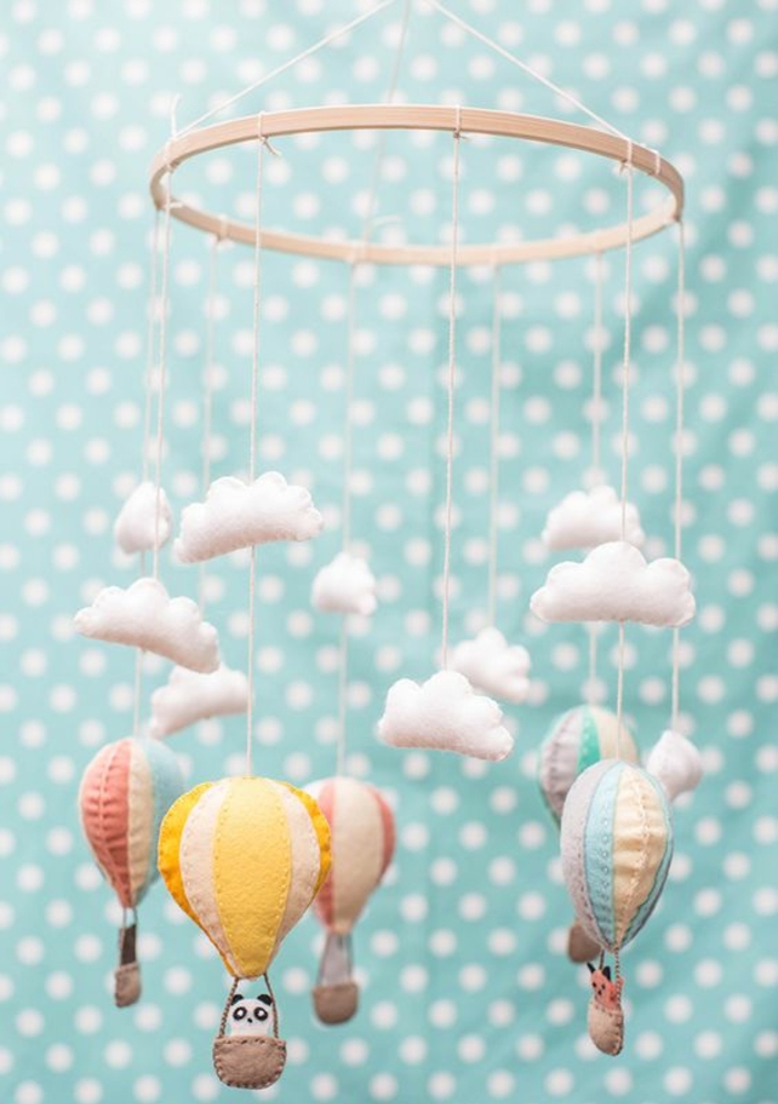 comment fabriquer un mobile pour bébé montgolfières, jolie idée pour une décoration de chambre bébé