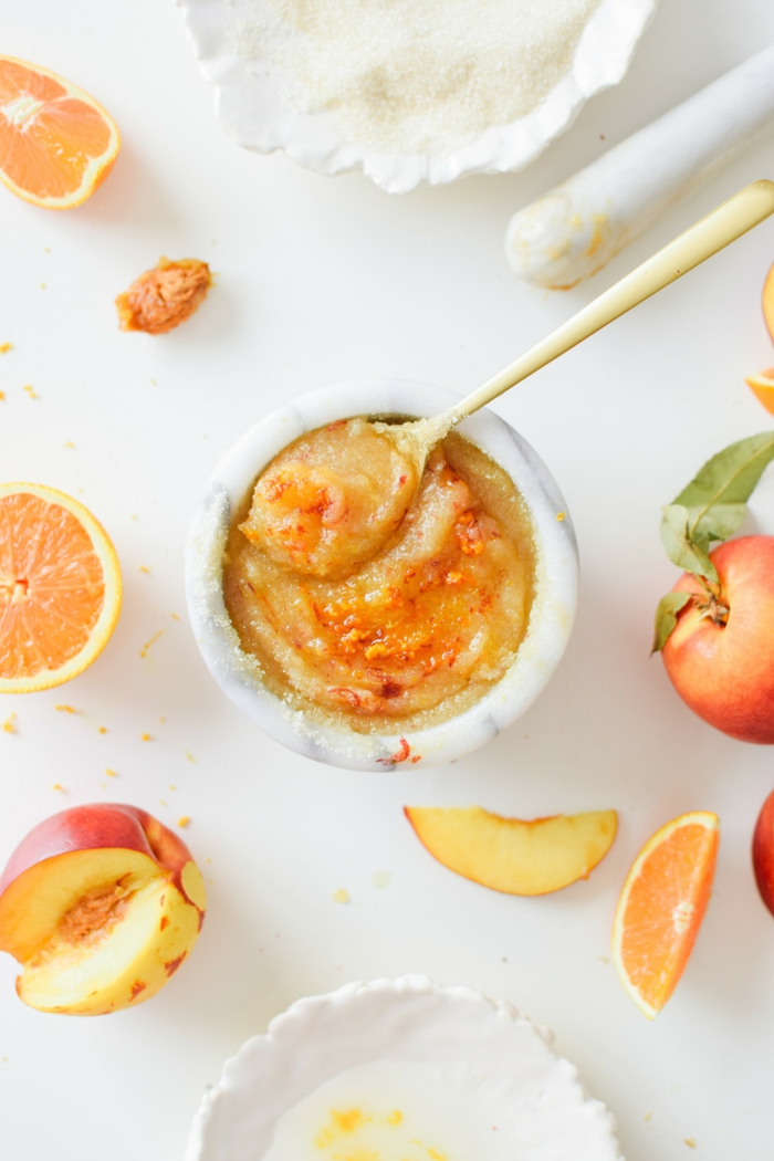 gommage naturel à la nectarine et à l'orange, recette de gommage fruité et savoureux 