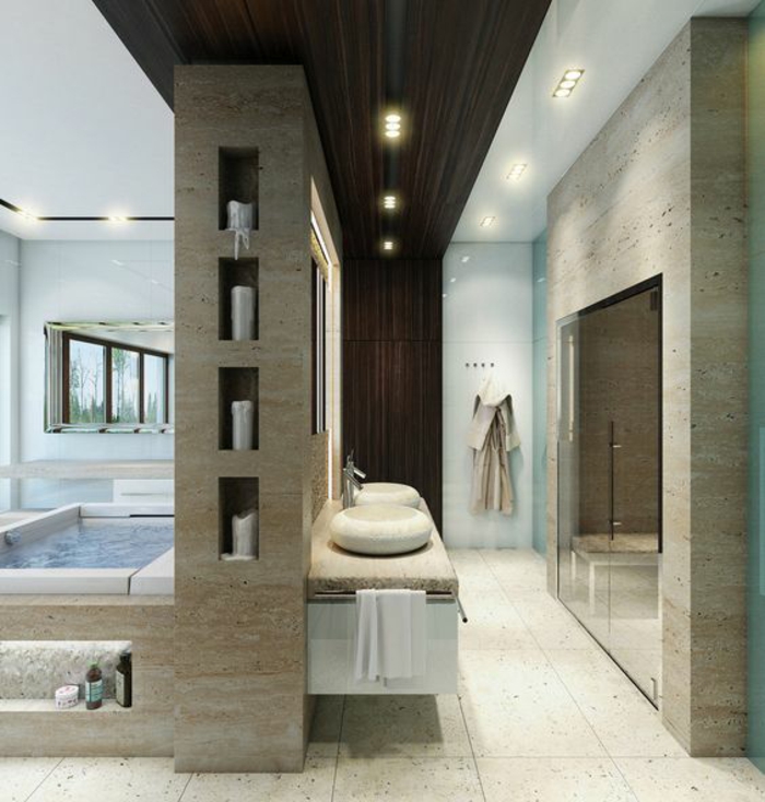 Superbe salle de bain avec douche italienne décoration
