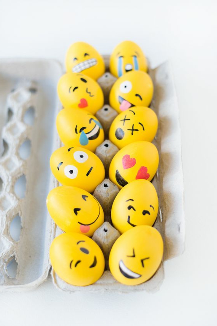 Emoji déco oeufs moderne epoque oeufs de pâques idée colorer oeufs Pâques