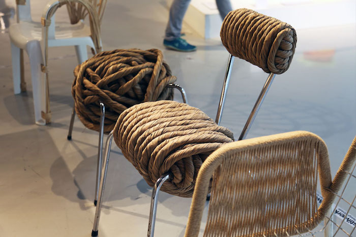 chaise industrielle design en cordes et métal