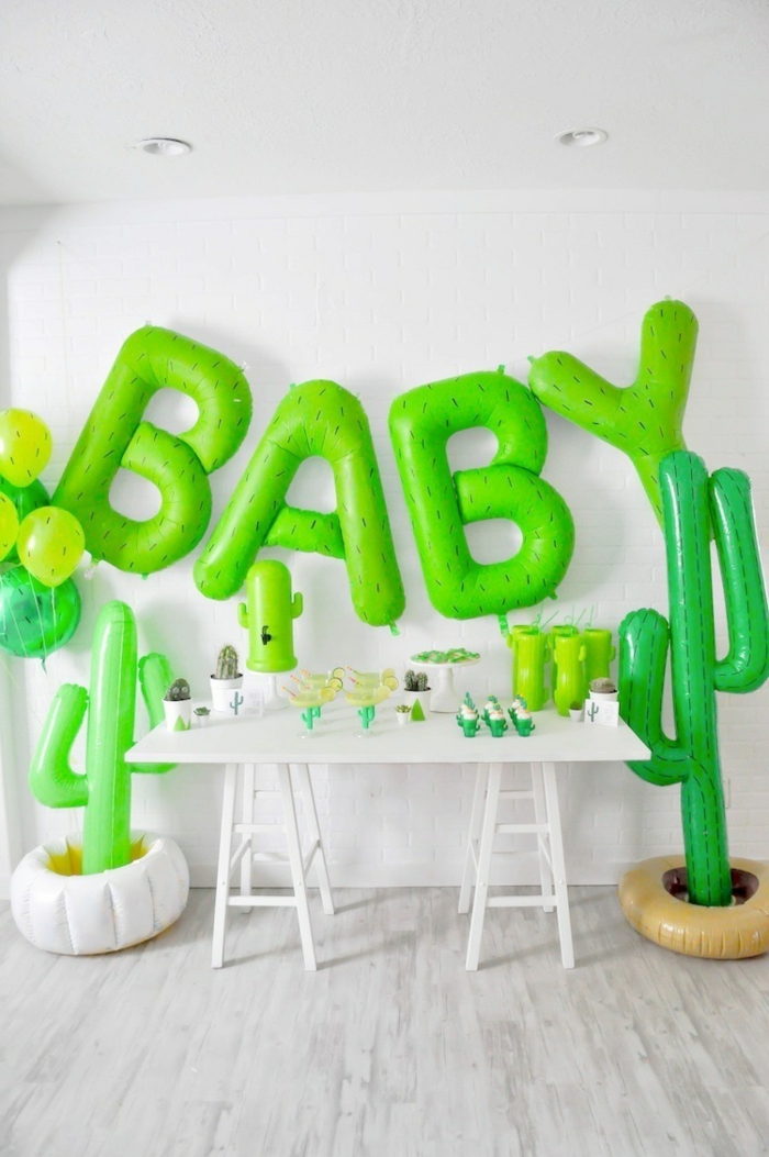 une baby shower sur thème cactus, idées de déco pour une baby shower fille ou garçon