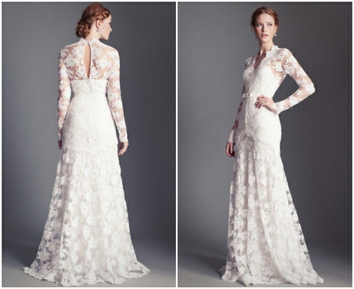 robe de mariée longue dans l'esprit vintage, silhouette élégante
