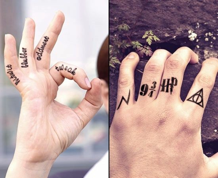 un tatouage sur la main inspiré de l'univers de harry potter